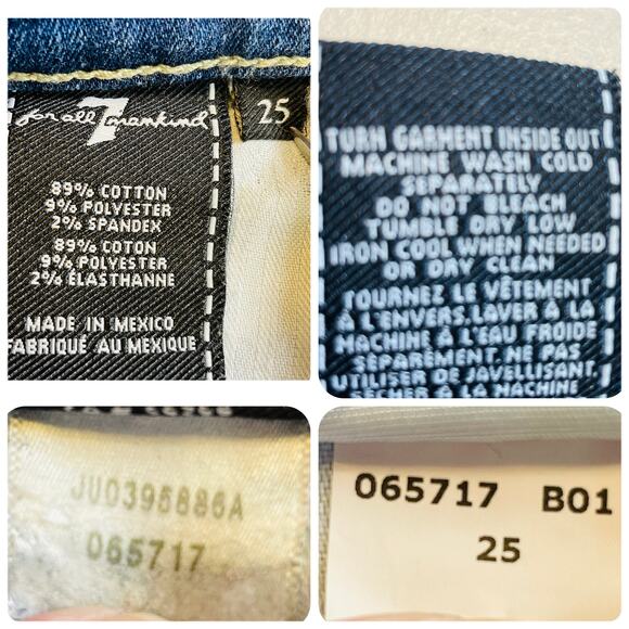 7 For All Mankind The Relaxed Skinny Torn Distressed Blue Denim Y2K Jeans 25 - Picture 12 of 13